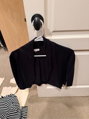 Calvin Klein Black Cropped Open-Front Shrug